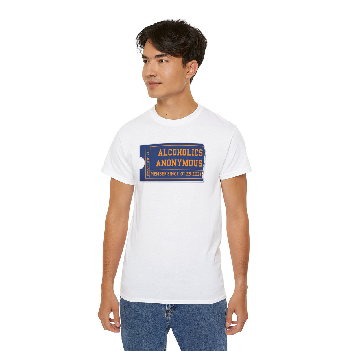 Customized AA Membership Ticket Sober Date Tee