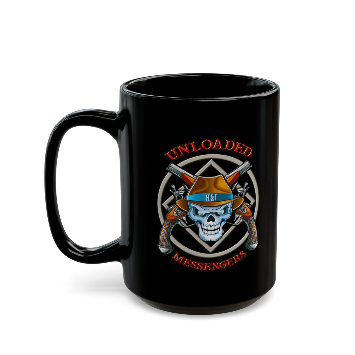 Unloaded Messenger 11/15oz Black Mug