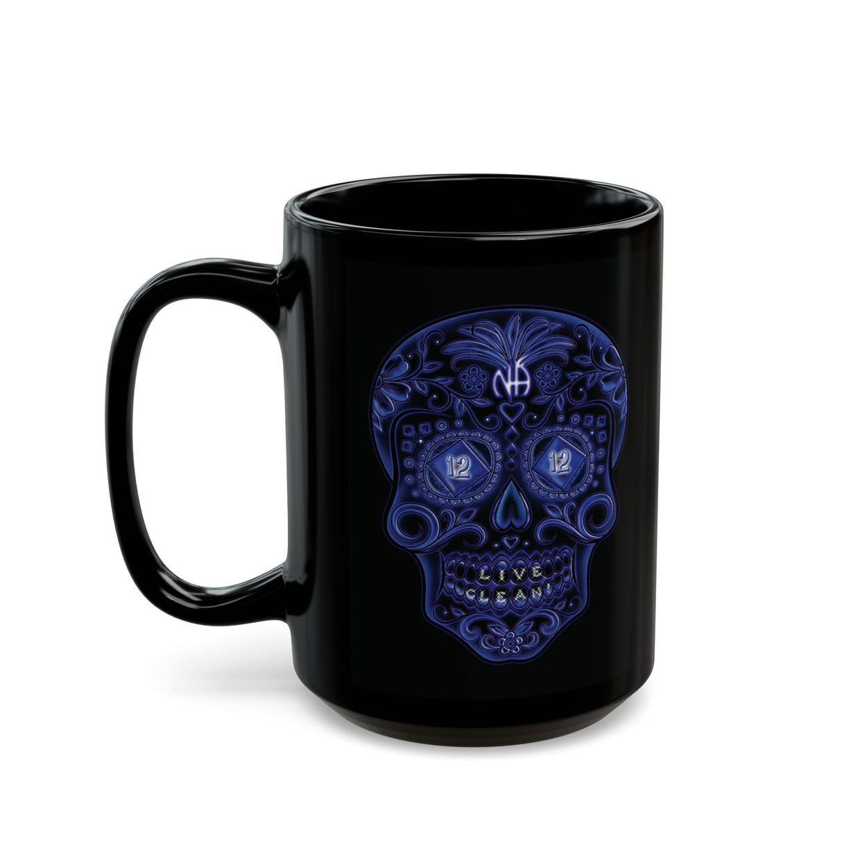 Sugar Skull Blue Life 11/15oz Black Mug