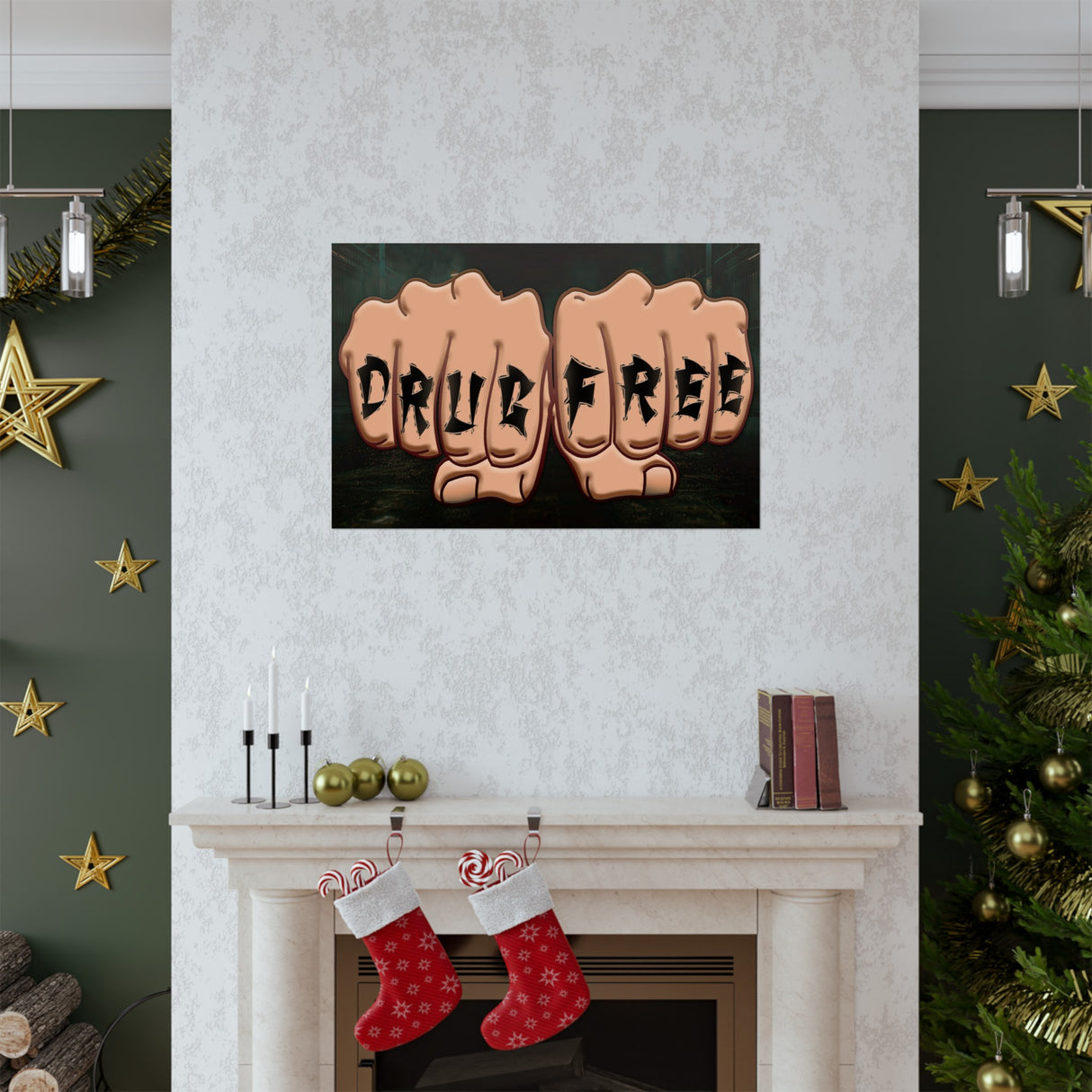 Drug Free Fist Horizontal Posters