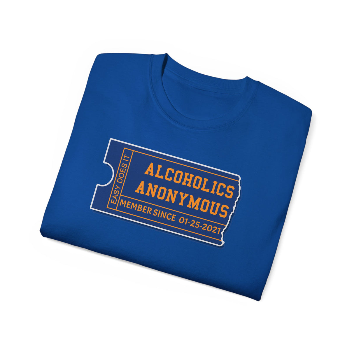 Customized AA Membership Ticket Sober Date Tee