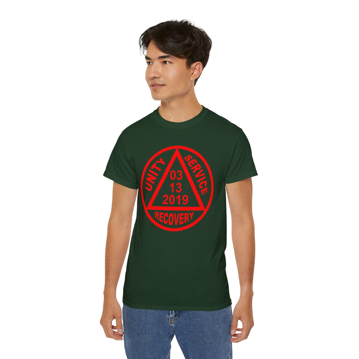 Custom Red Sober Date AA Symbol Unisex Tee