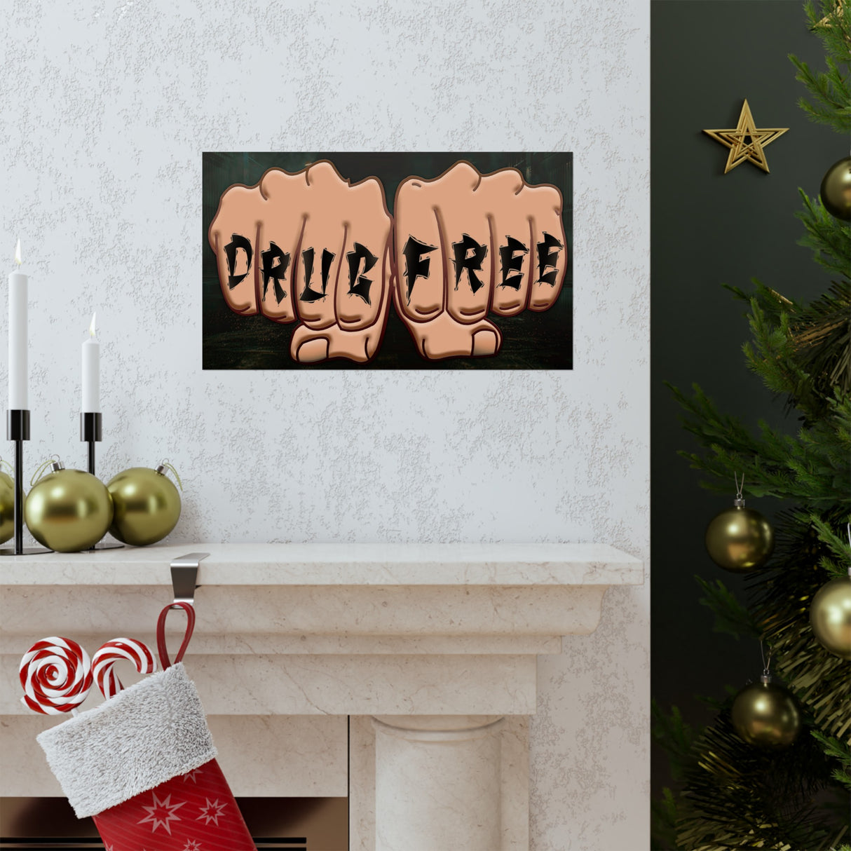 Drug Free Fist Horizontal Posters