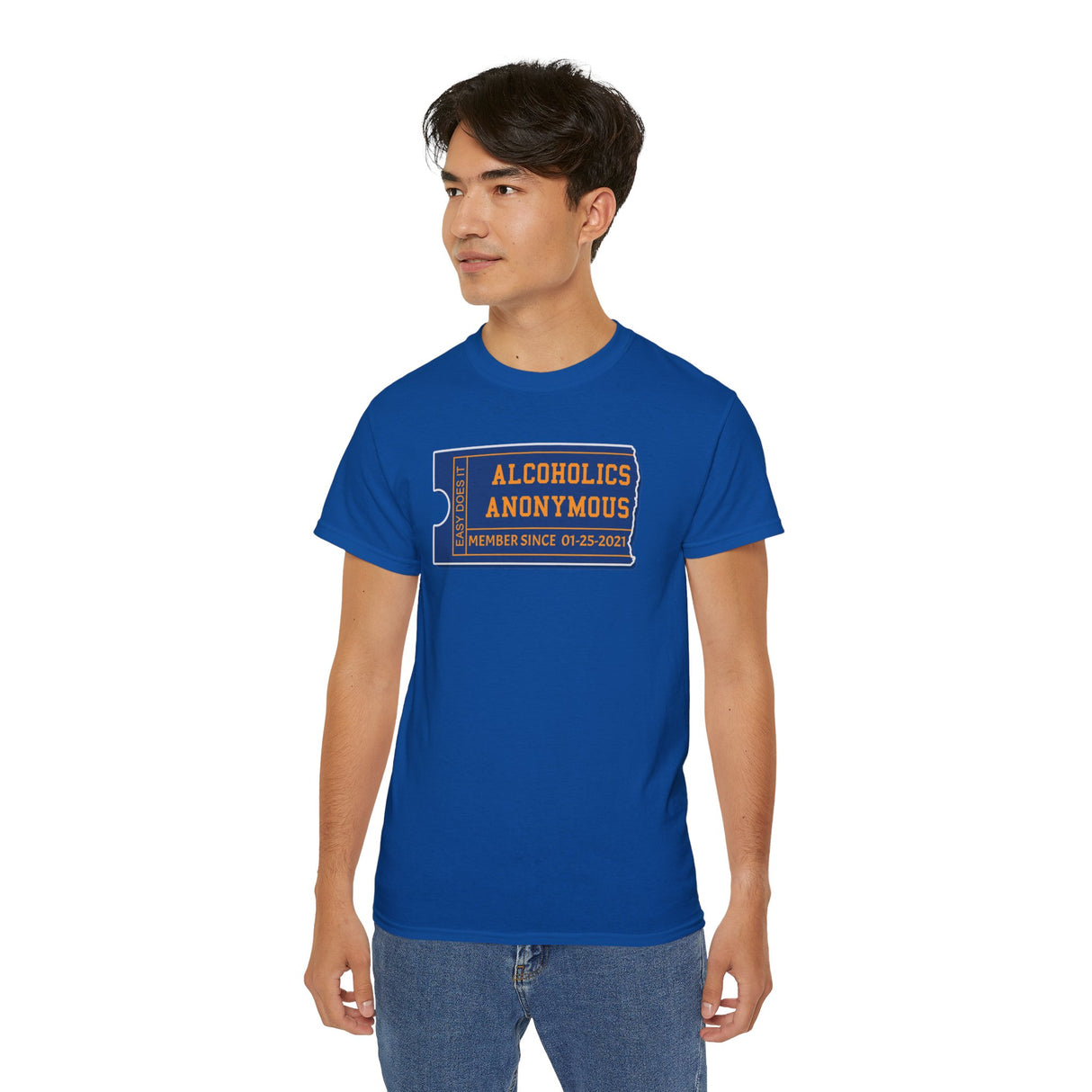 Customized AA Membership Ticket Sober Date Tee