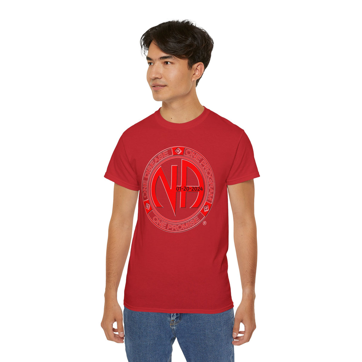 Custom Red One Disease, One Program Unisex Tee