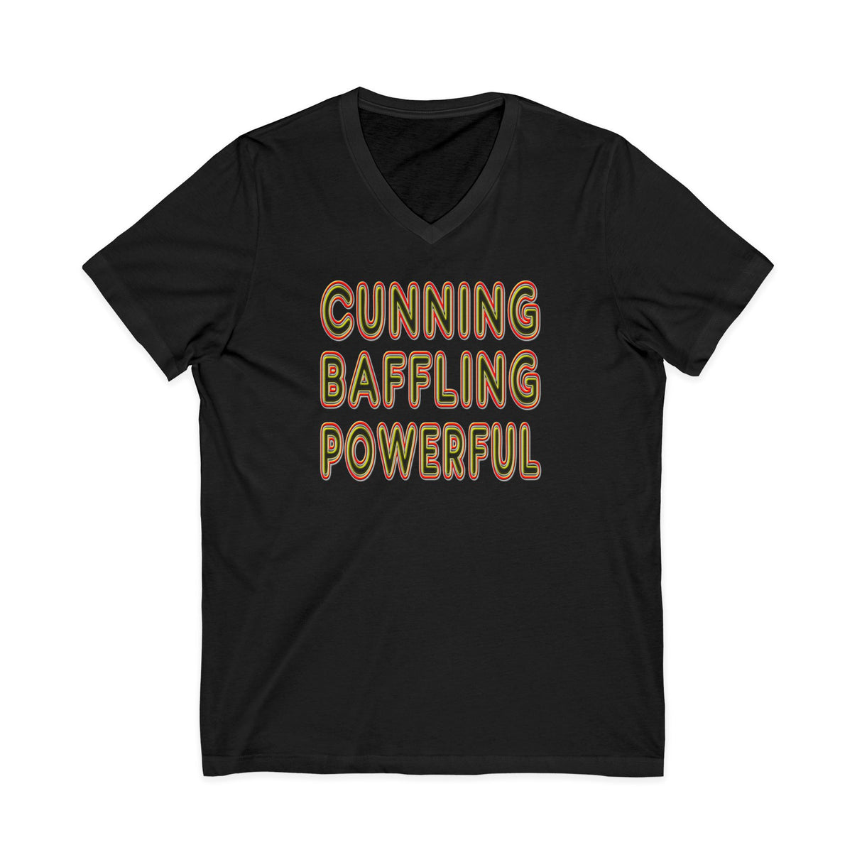 Cunning Baffling Powerful dtg V-Neck Tee