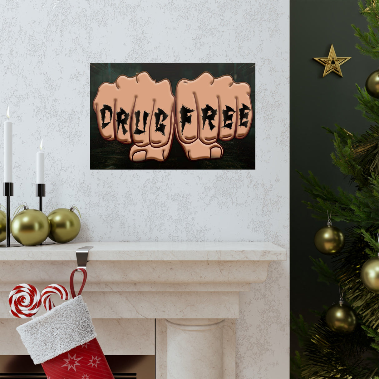 Drug Free Fist Horizontal Posters