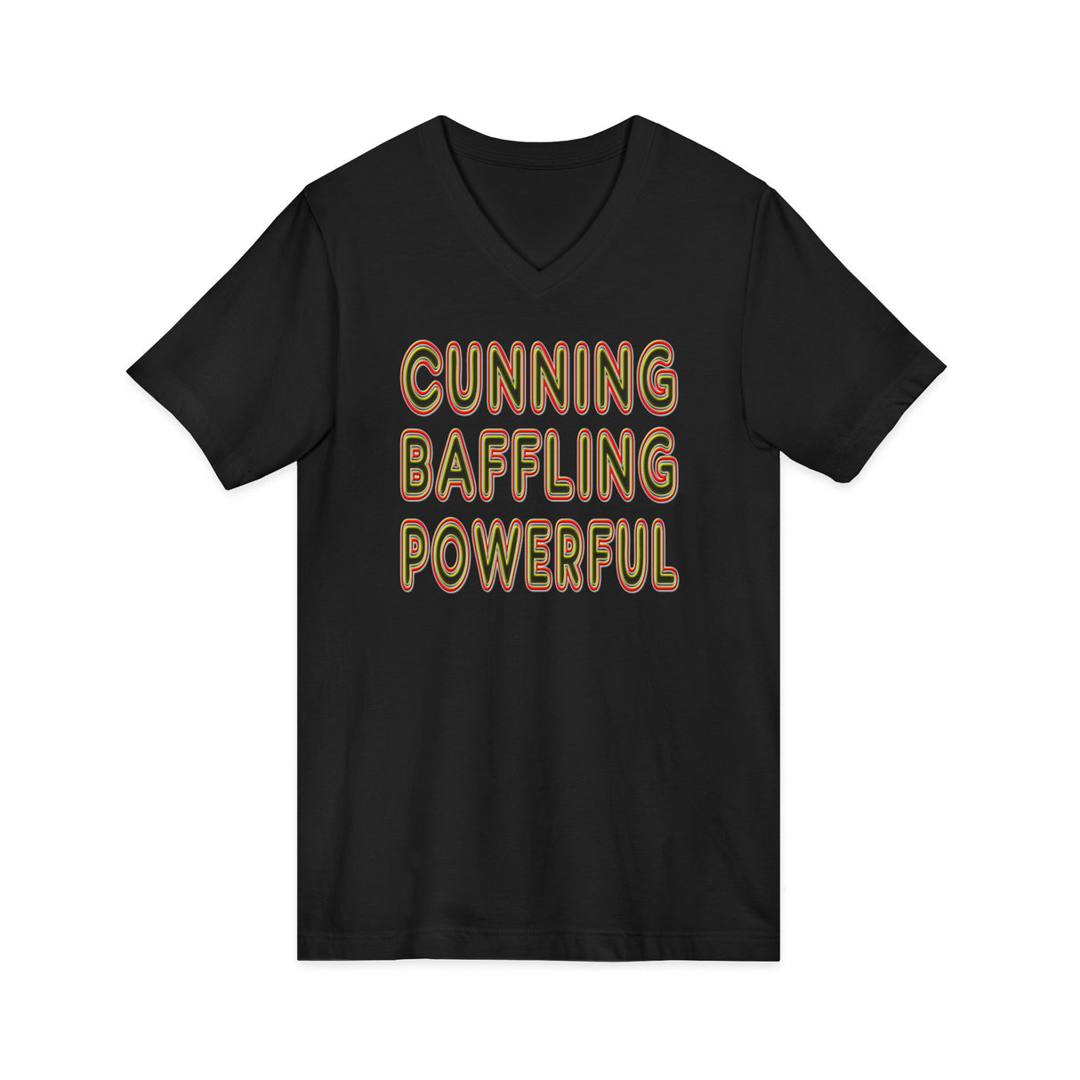 Cunning Baffling Powerful dtg V-Neck Tee