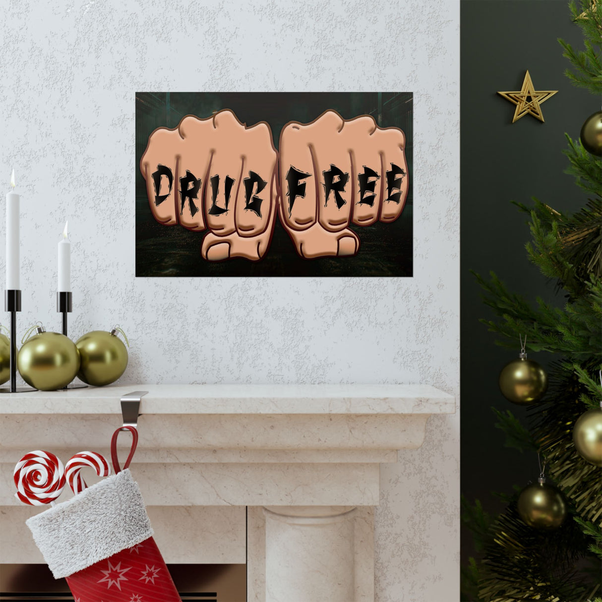 Drug Free Fist Horizontal Posters