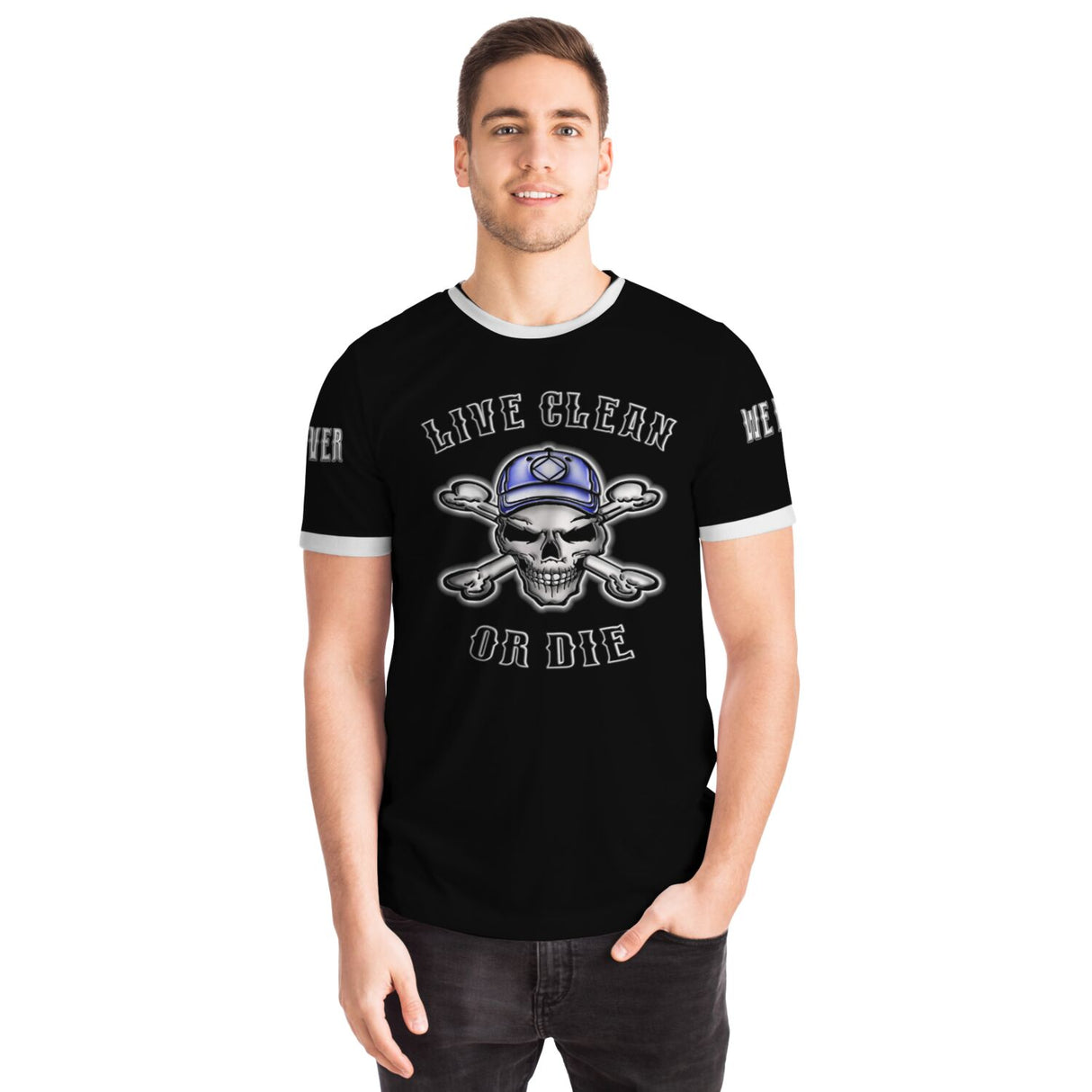 Live Clean Skull & Bones AOP T-shirts