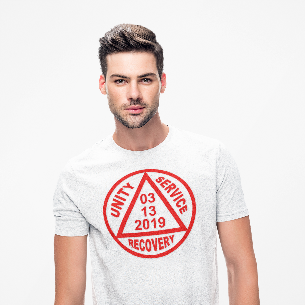 Custom Red Sober Date AA Symbol Unisex Tee