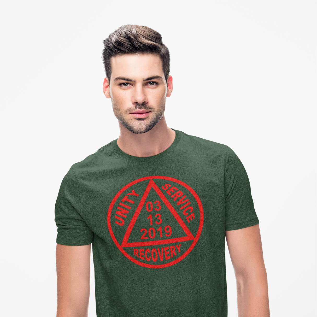 Custom Red Sober Date AA Symbol Unisex Tee