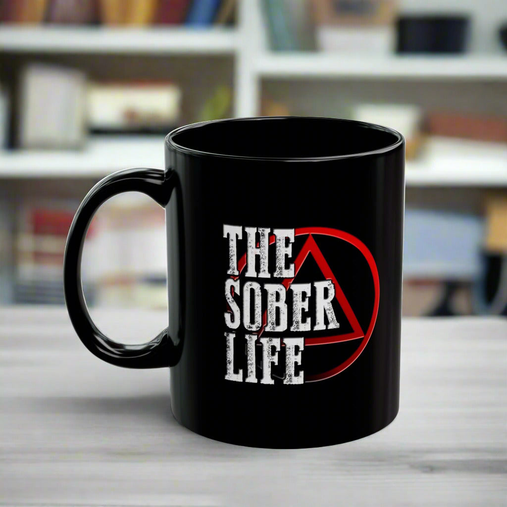 AA The Sober LIfe 11oz Black Mug