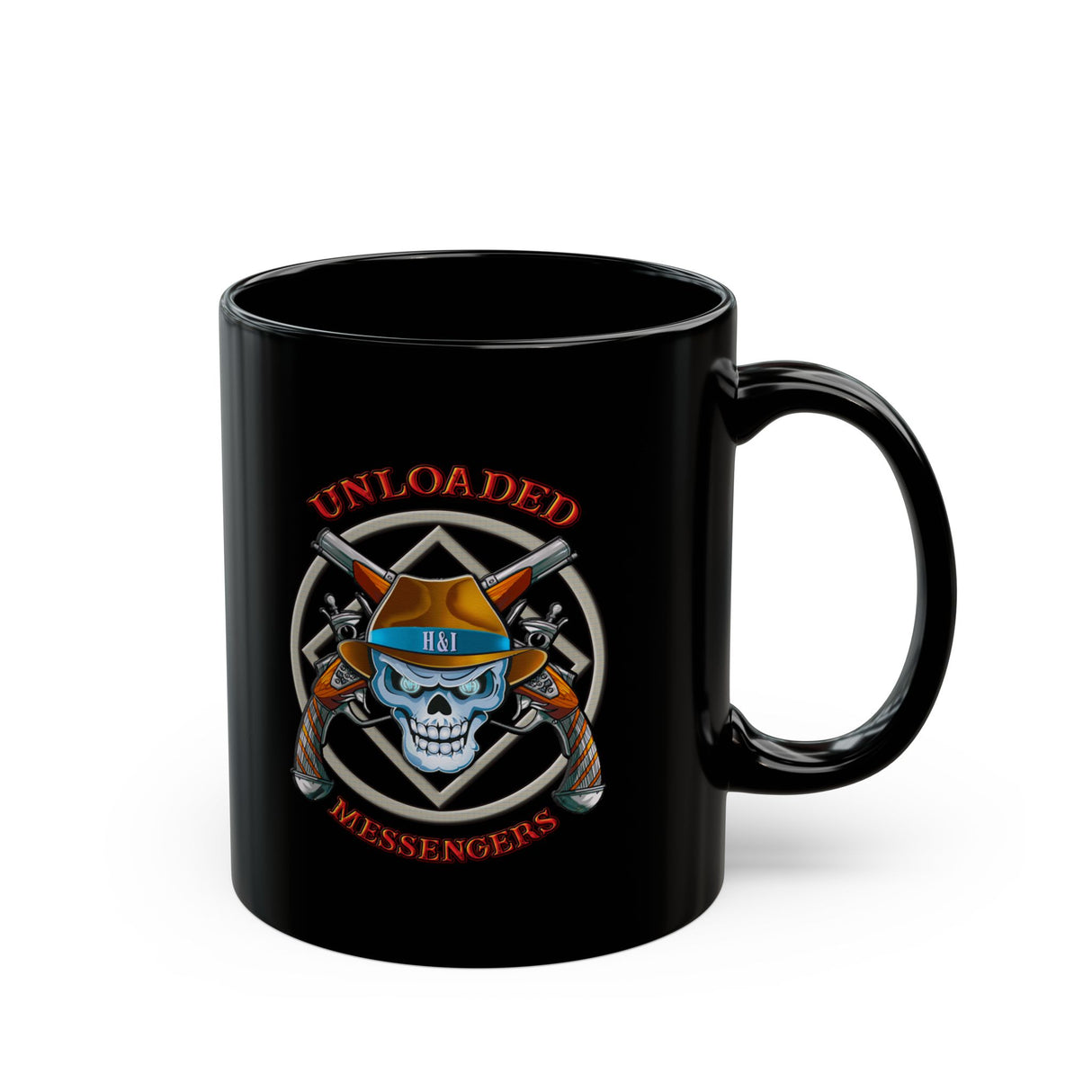 Unloaded Messenger 11/15oz Black Mug