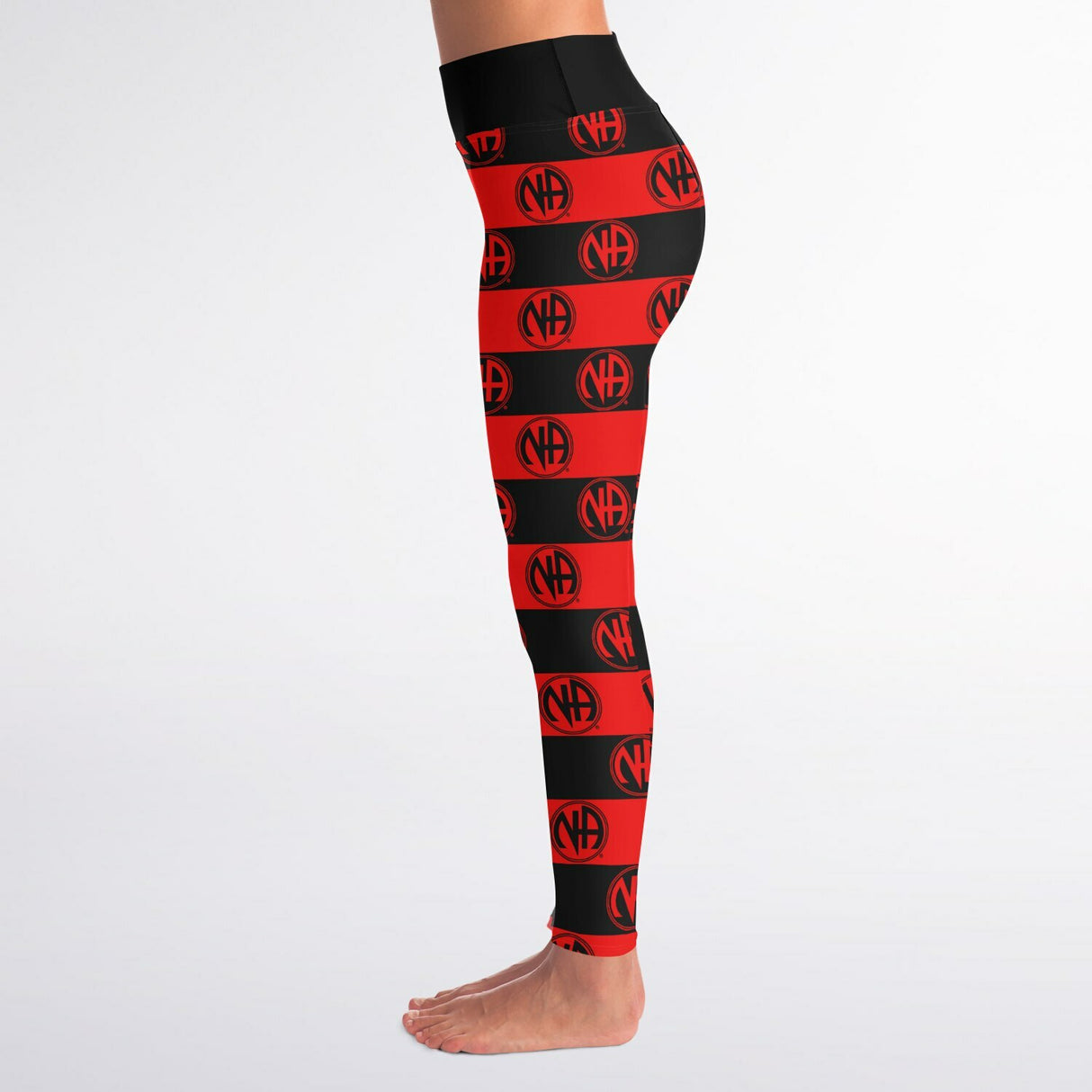 Red & Black NA Symbols Yoga Leggings - AOP