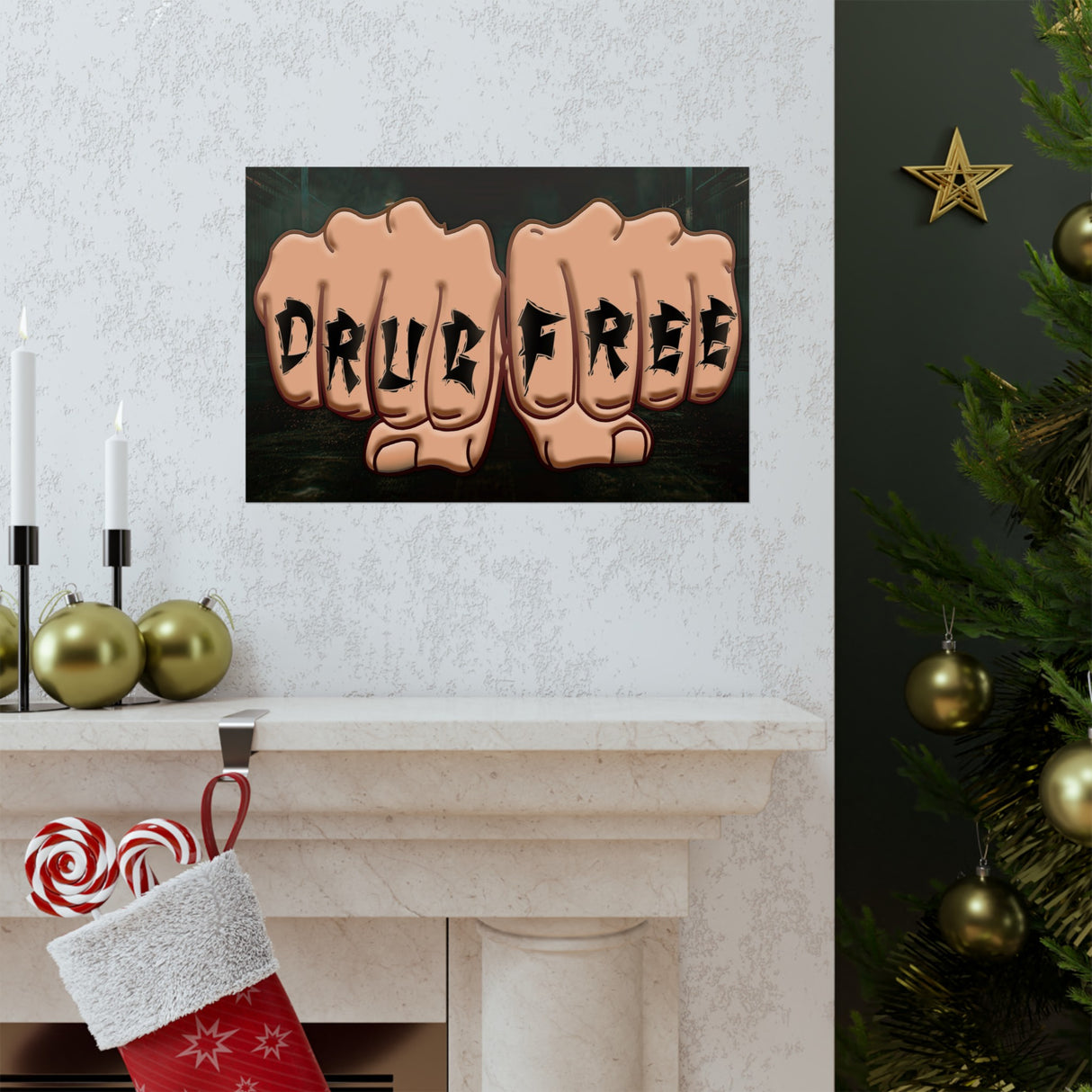 Drug Free Fist Horizontal Posters