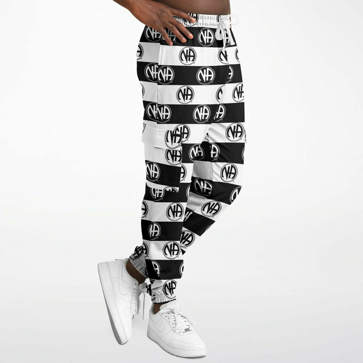 Striped NA Symbol AOP SWEAT PANTS