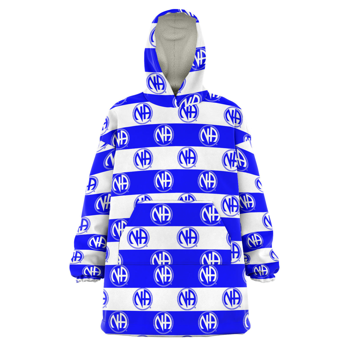 Blue Striped Symbol Snug Hoodie - AOP