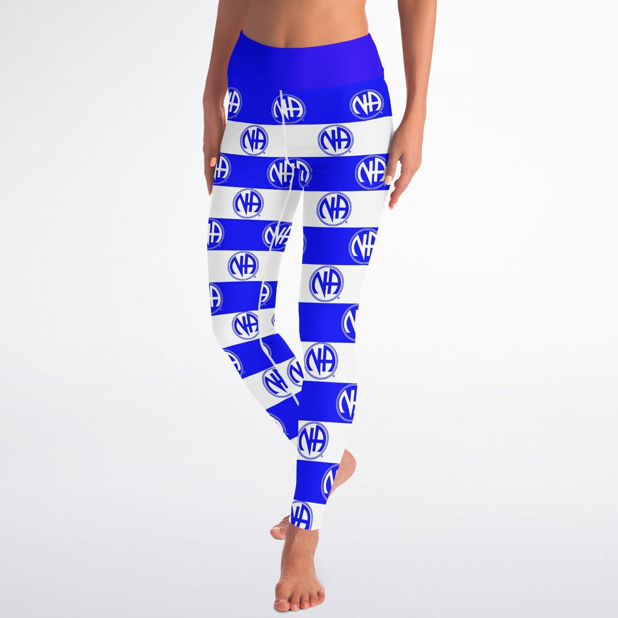 Blue & White NA Symbols Yoga Leggings - AOP