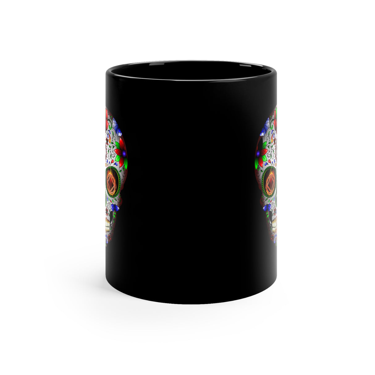 Sugar Skull 11oz Black Mug