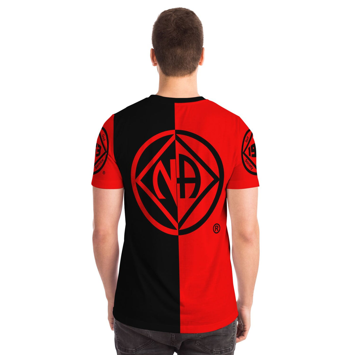 Black & Red Double Symbol AOP T-shirts