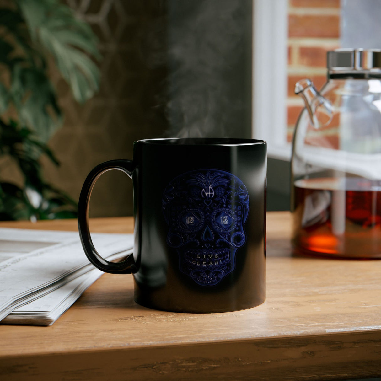 Sugar Skull Blue Life 11/15oz Black Mug