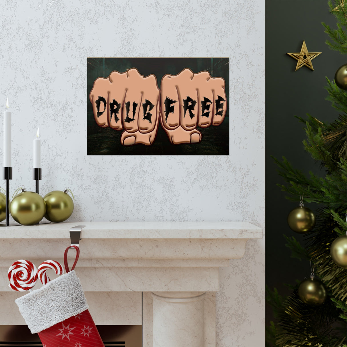 Drug Free Fist Horizontal Posters