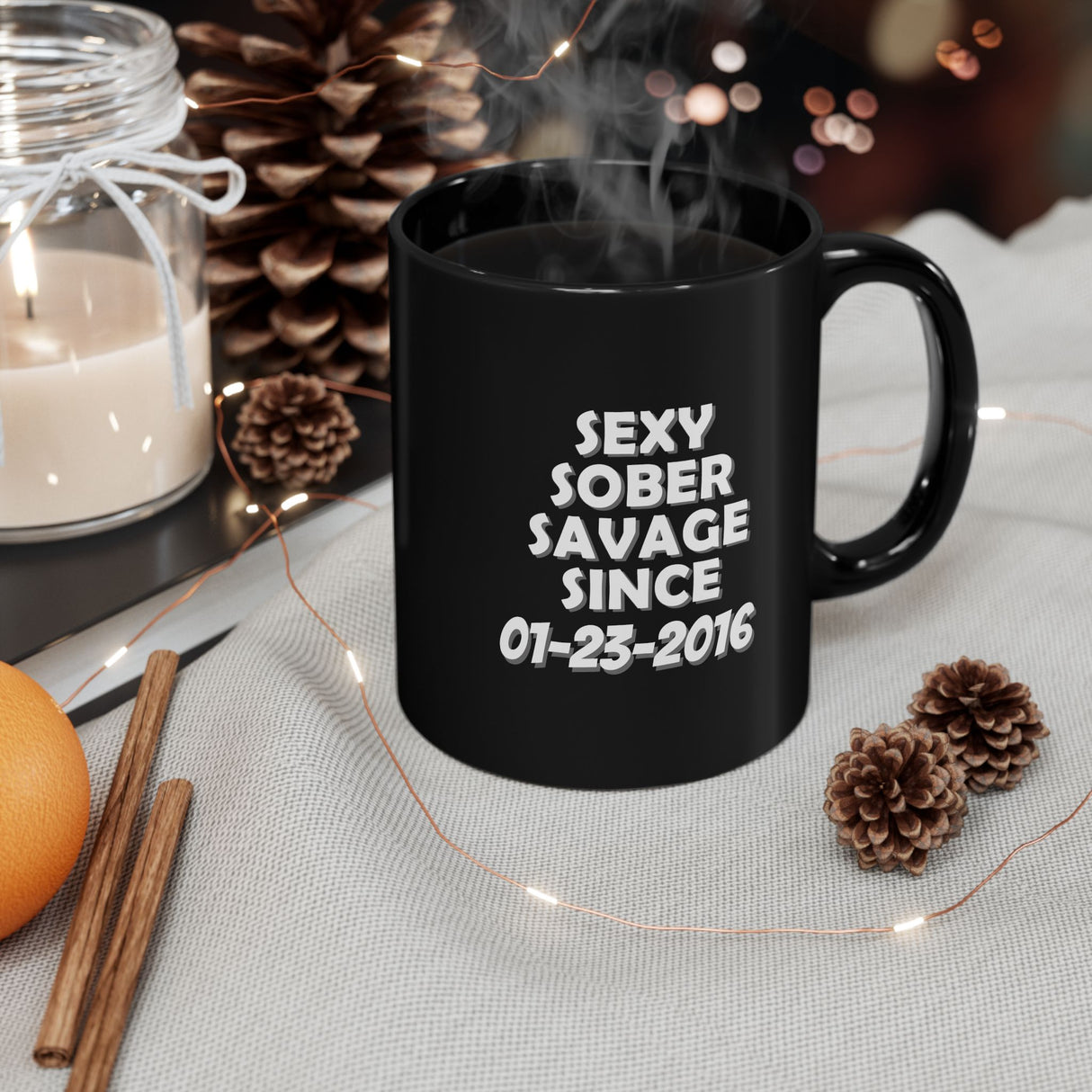 Sexy Sober Savage Customized 11/15oz Black Mug