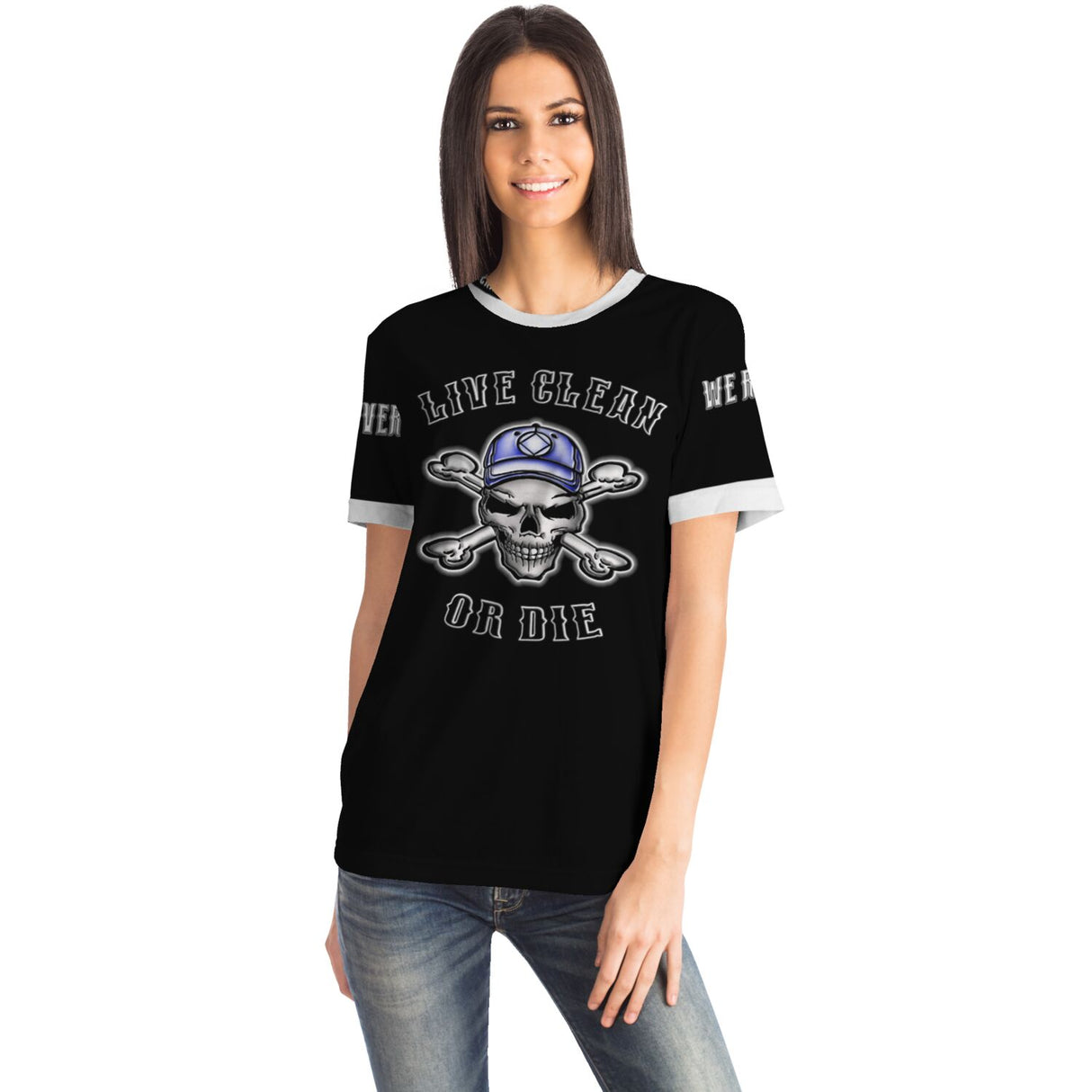 Live Clean Skull & Bones AOP T-shirts