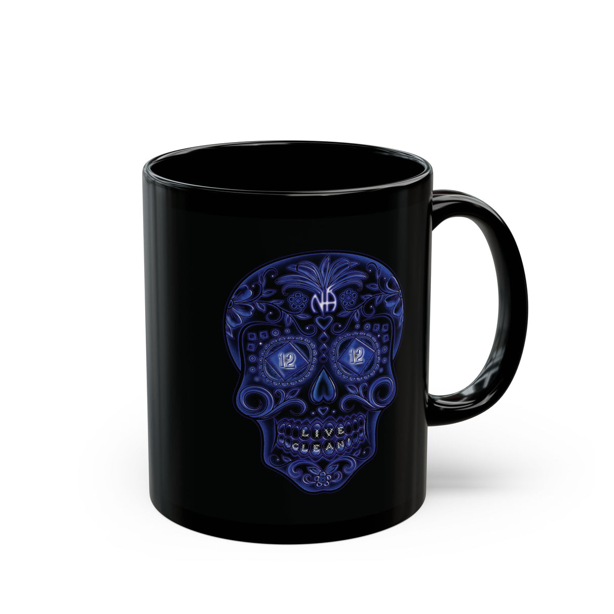 Sugar Skull Blue Life 11/15oz Black Mug