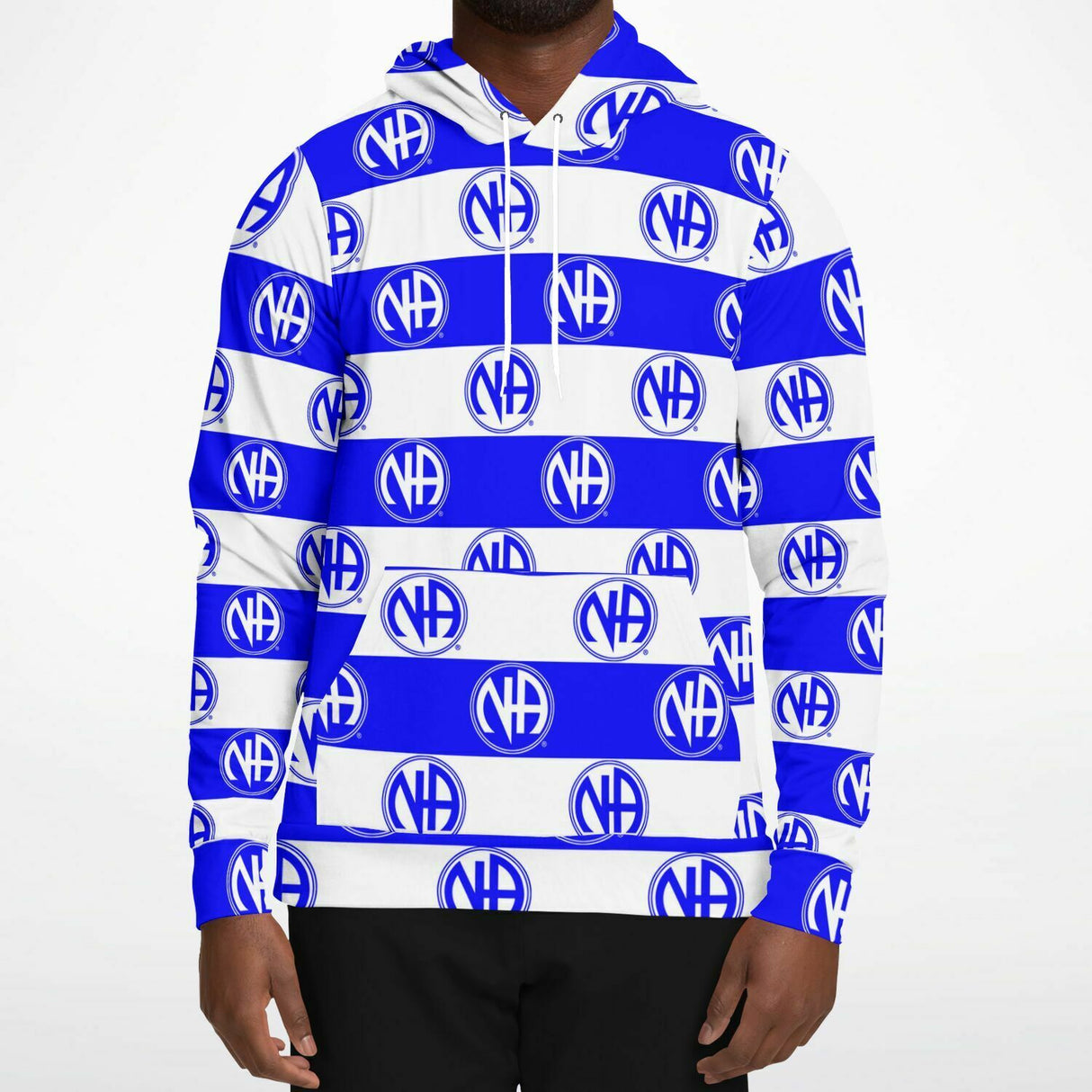 Striped NA Symbol Blue AOP Hoodie
