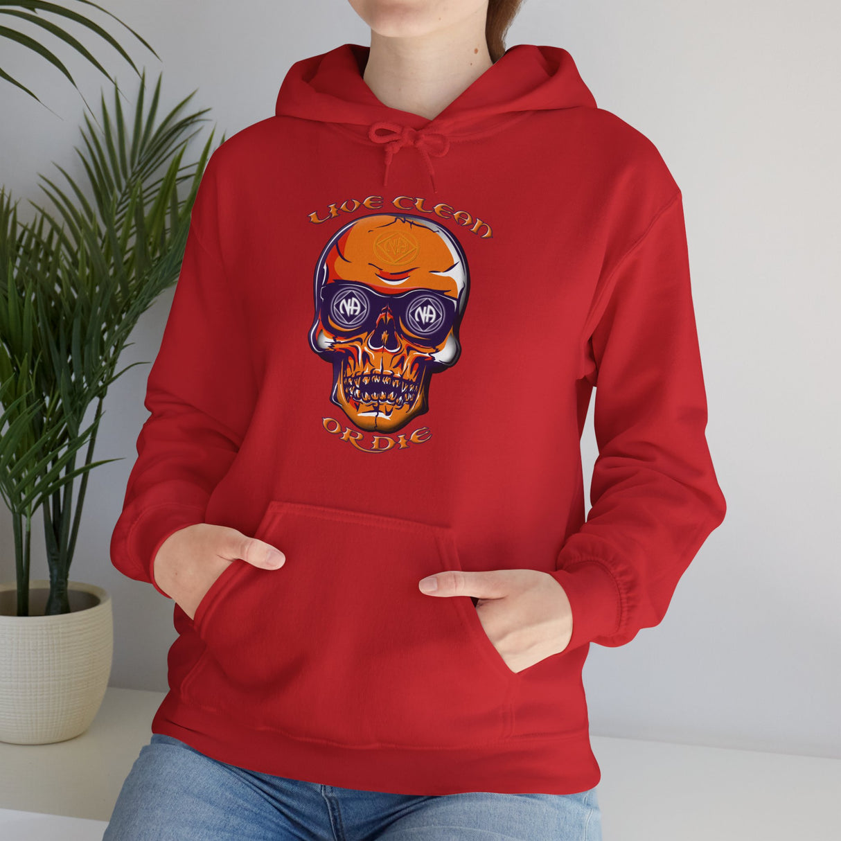 Live Clean Or Die Skull dtg Hoodie