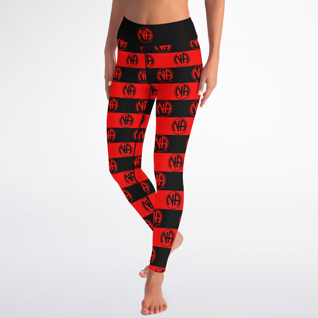 Red & Black NA Symbols Yoga Leggings - AOP
