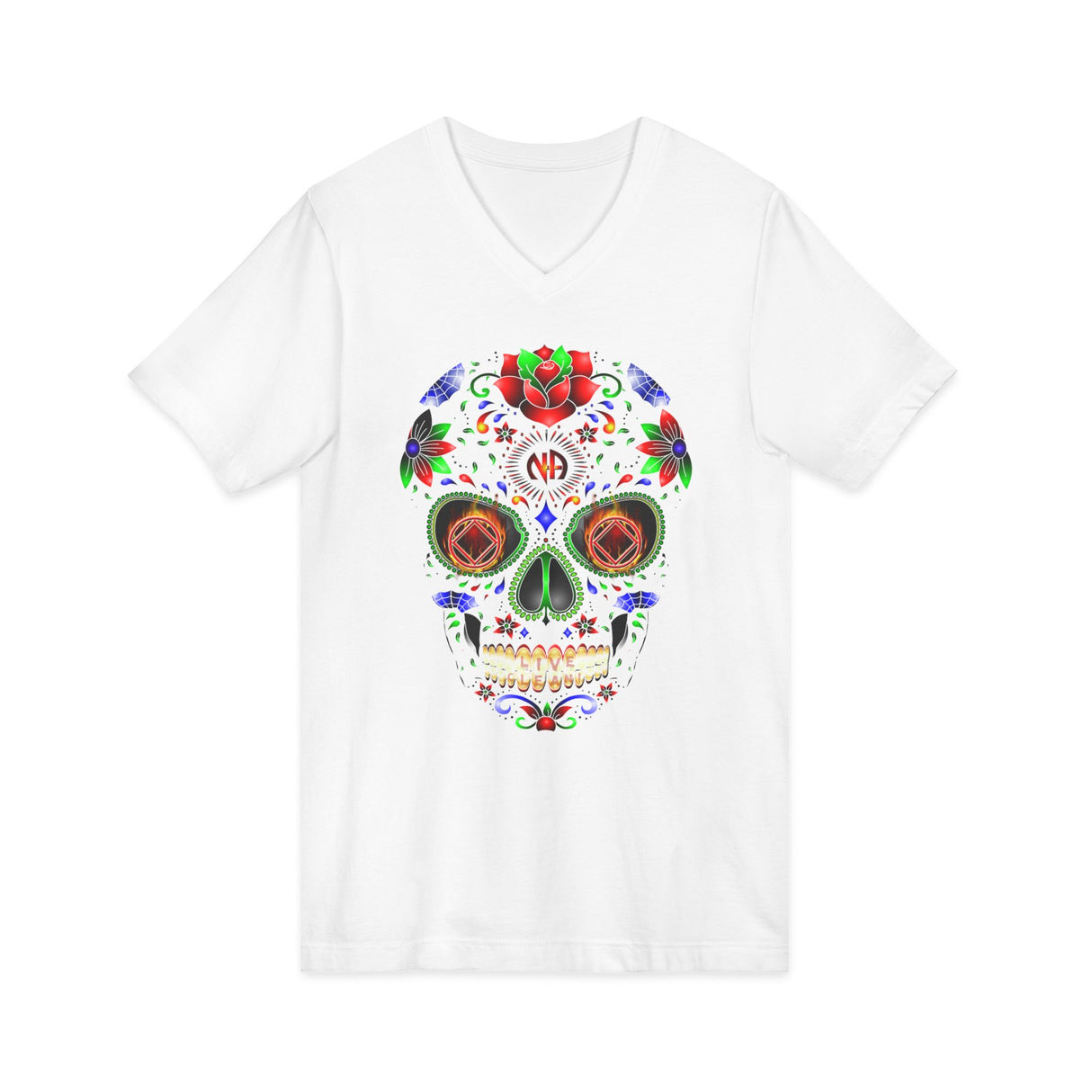 Sugar Skull Inverted dtg V-Neck Tee