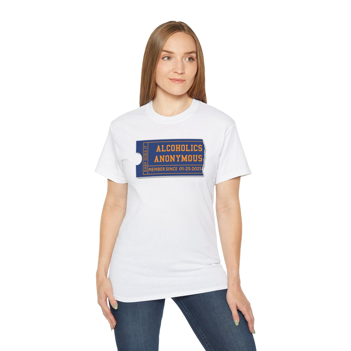 Customized AA Membership Ticket Sober Date Tee