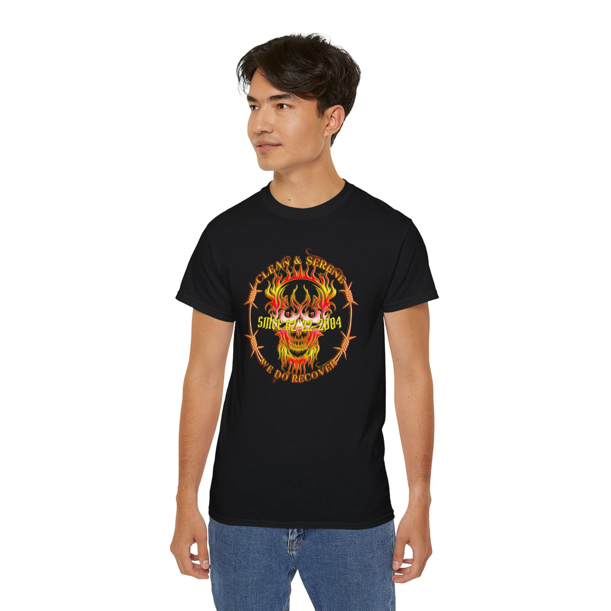 Customized NA Flaming Skull dtg Tee