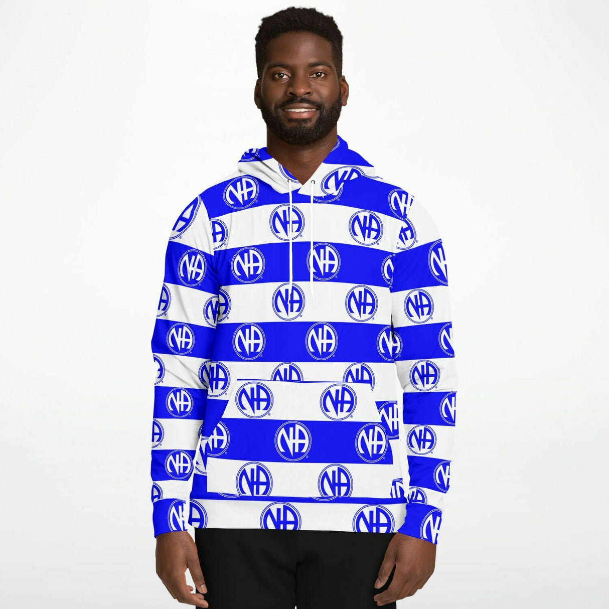 Striped NA Symbol Blue AOP Hoodie
