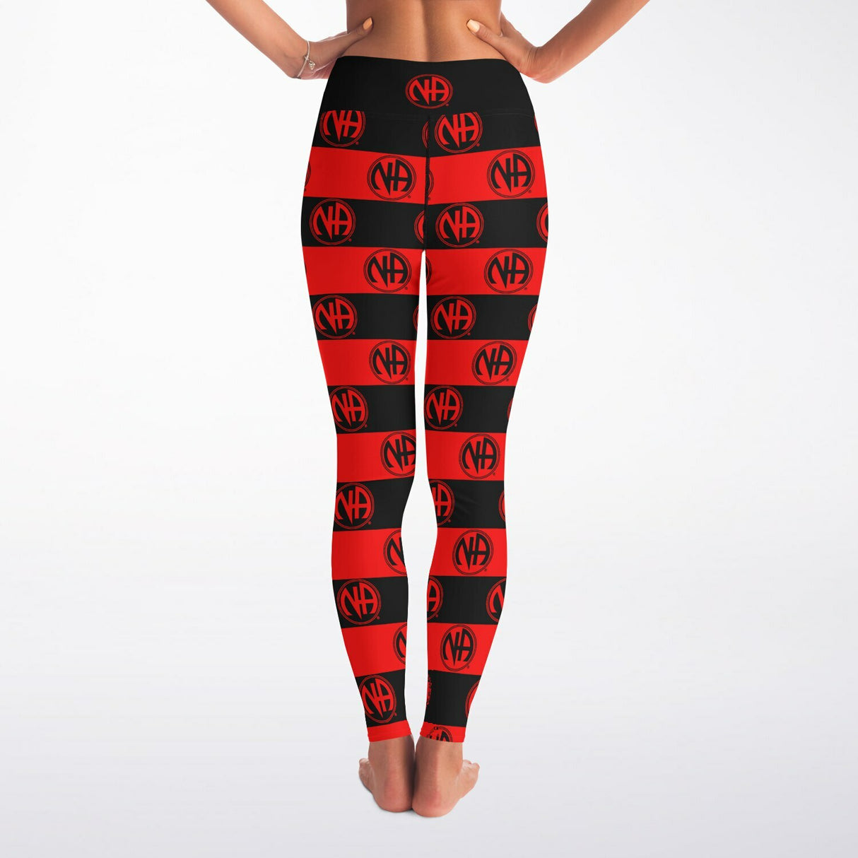 Red & Black NA Symbols Yoga Leggings - AOP
