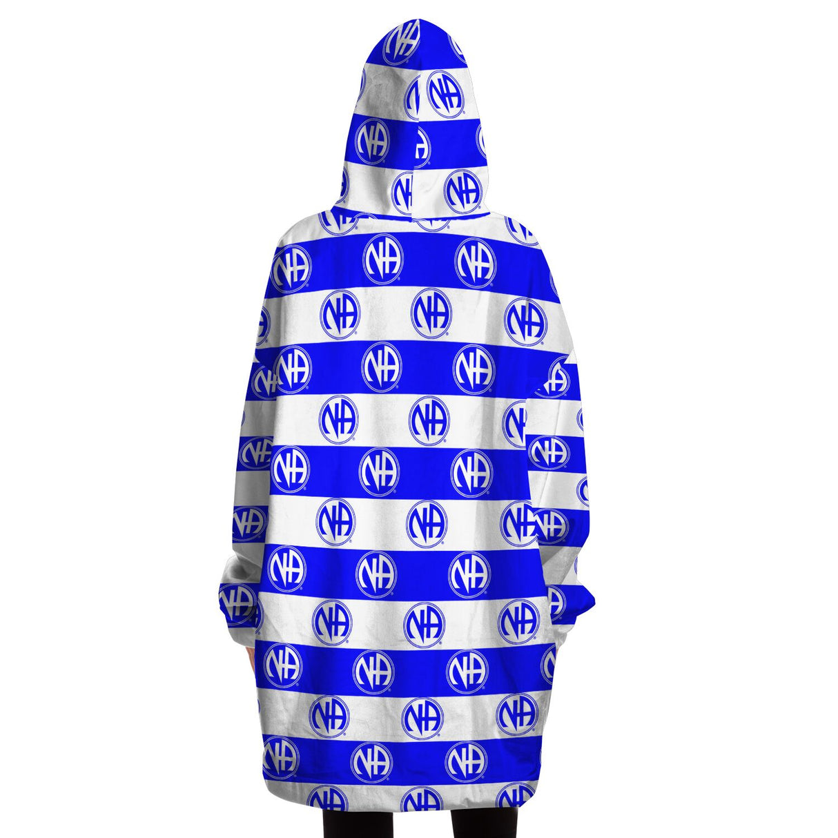 Blue Striped Symbol Snug Hoodie - AOP