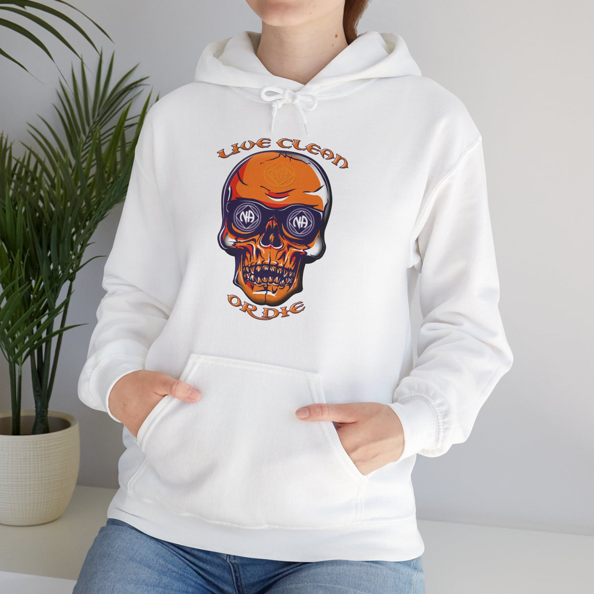 Live Clean Or Die Skull dtg Hoodie