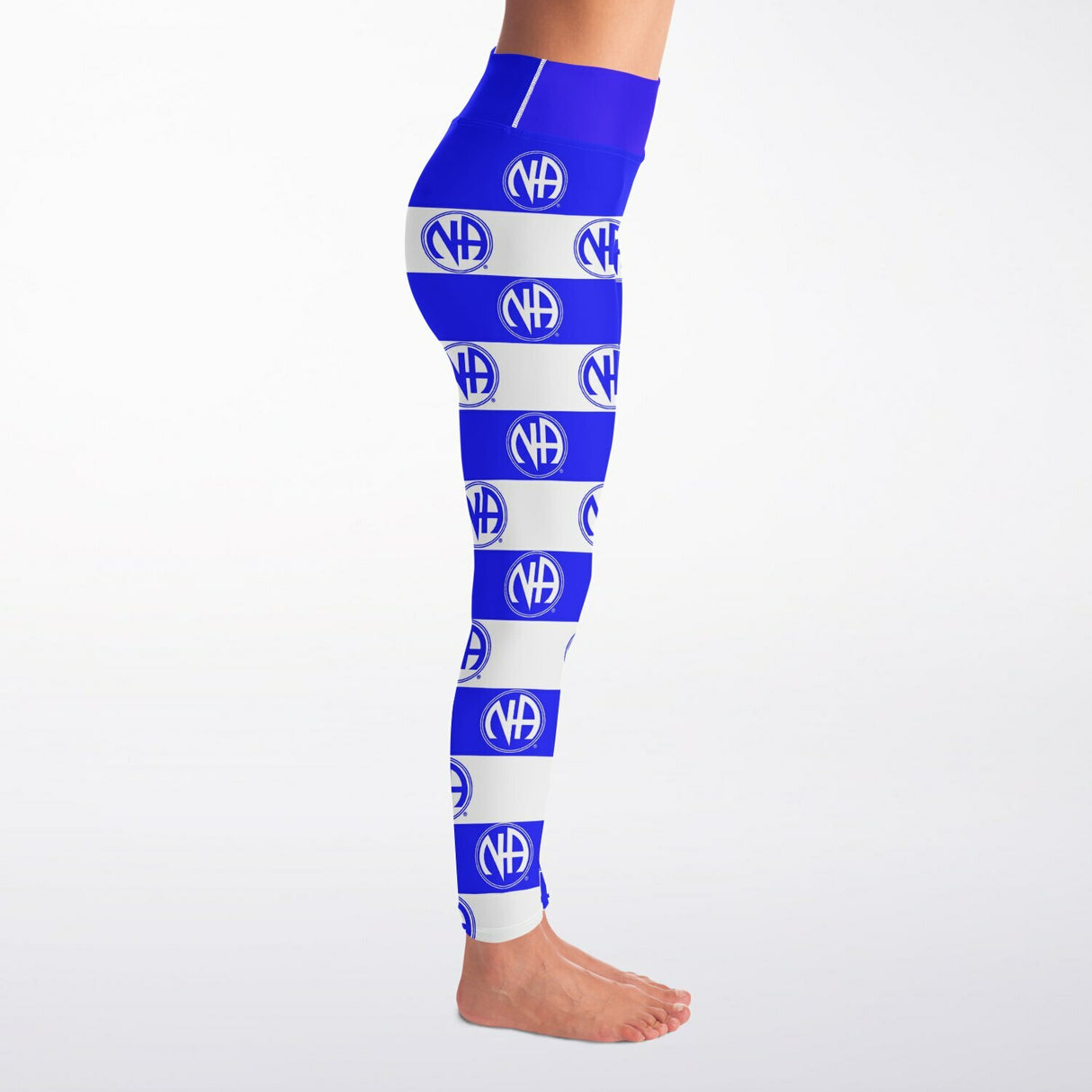 Blue & White NA Symbols Yoga Leggings - AOP