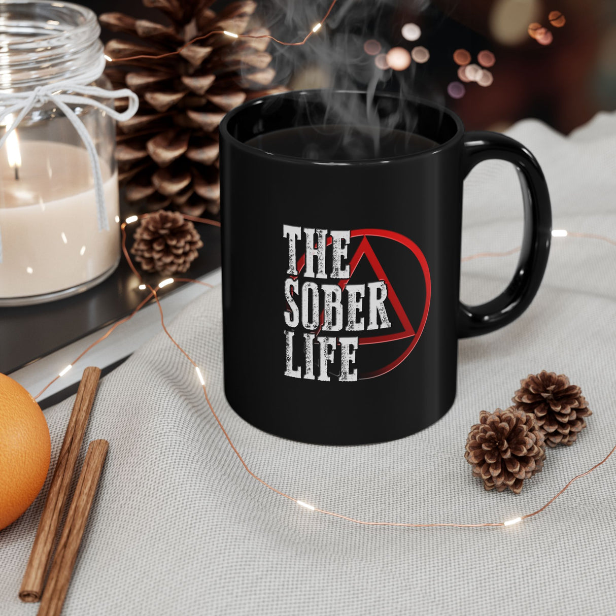 AA The Sober LIfe 11oz Black Mug
