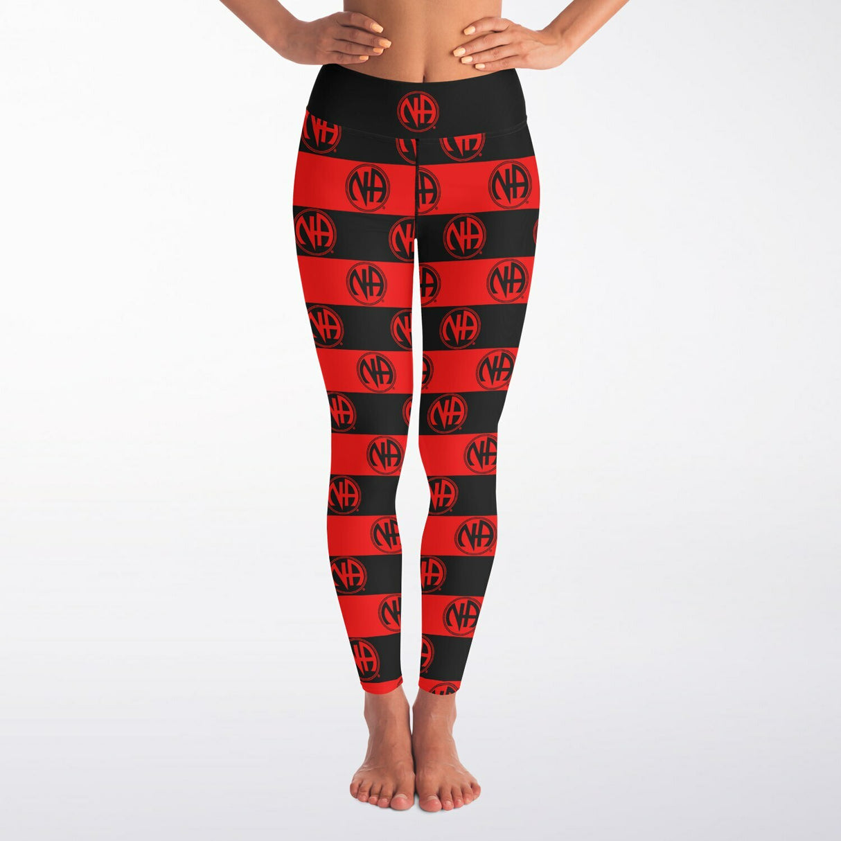 Red & Black NA Symbols Yoga Leggings - AOP