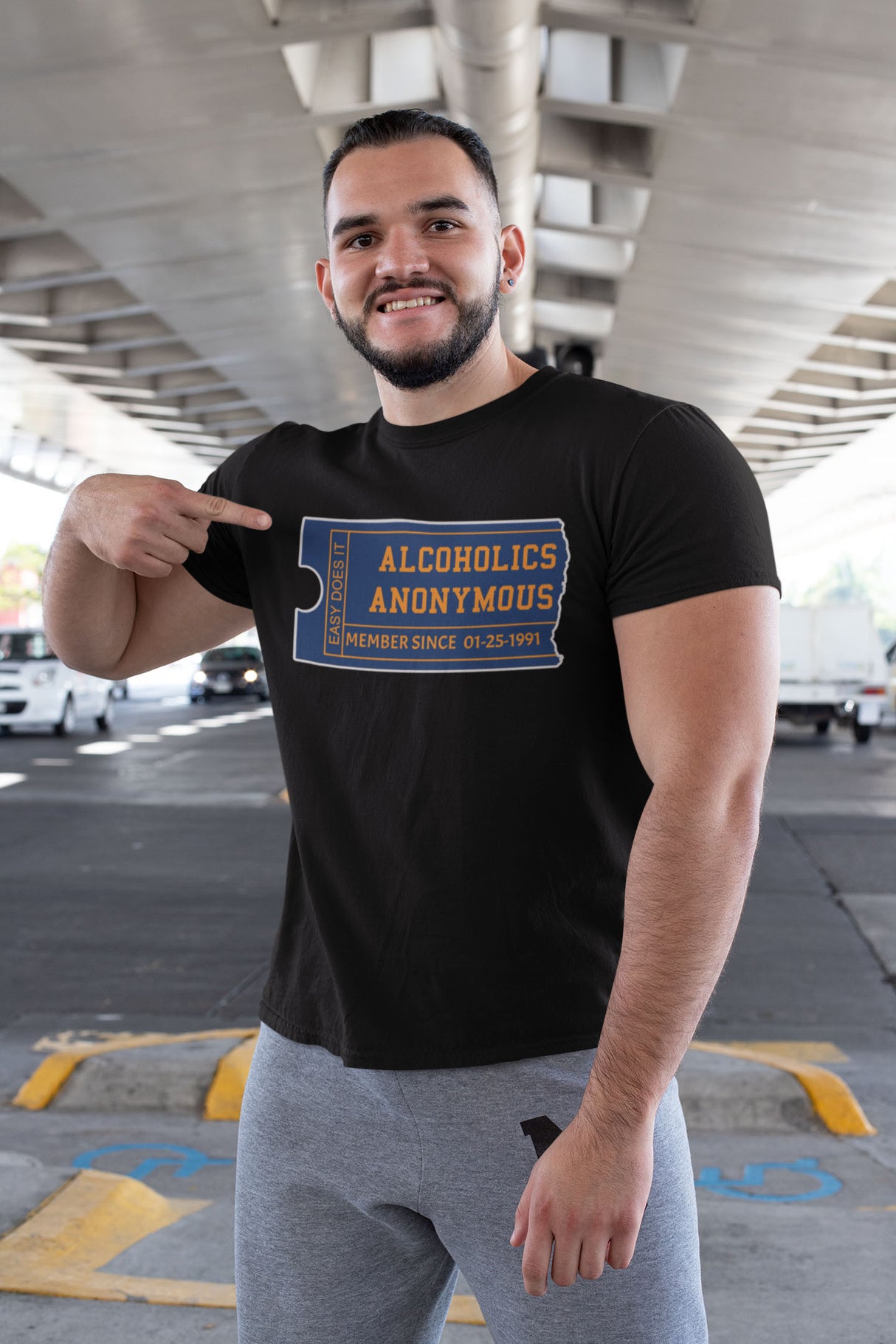 Customized AA Membership Ticket Sober Date Tee