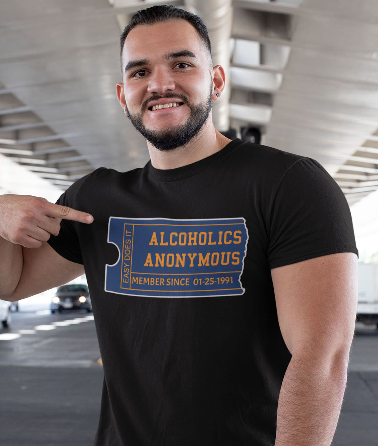 Customized AA Membership Ticket Sober Date Tee