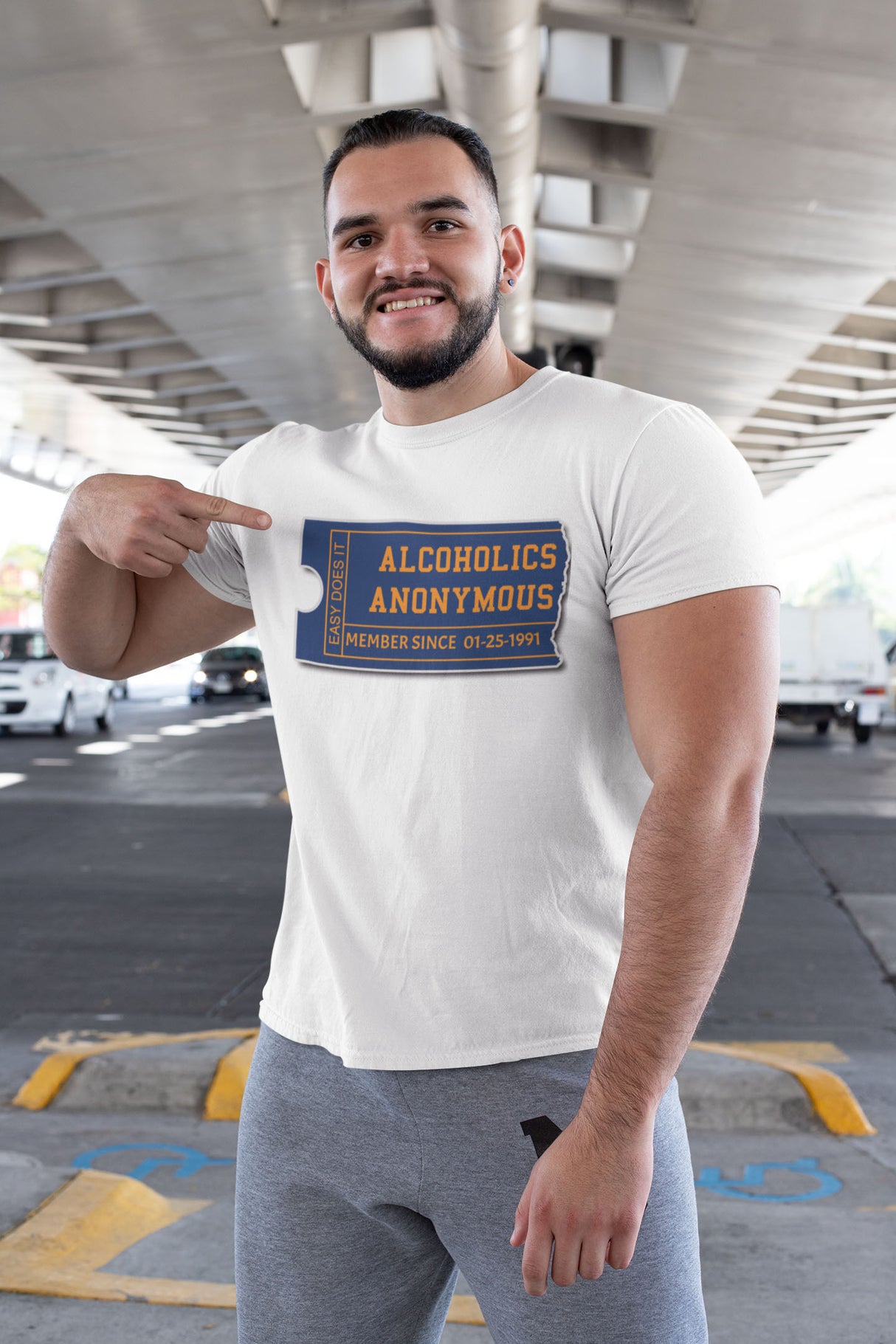 Customized AA Membership Ticket Sober Date Tee