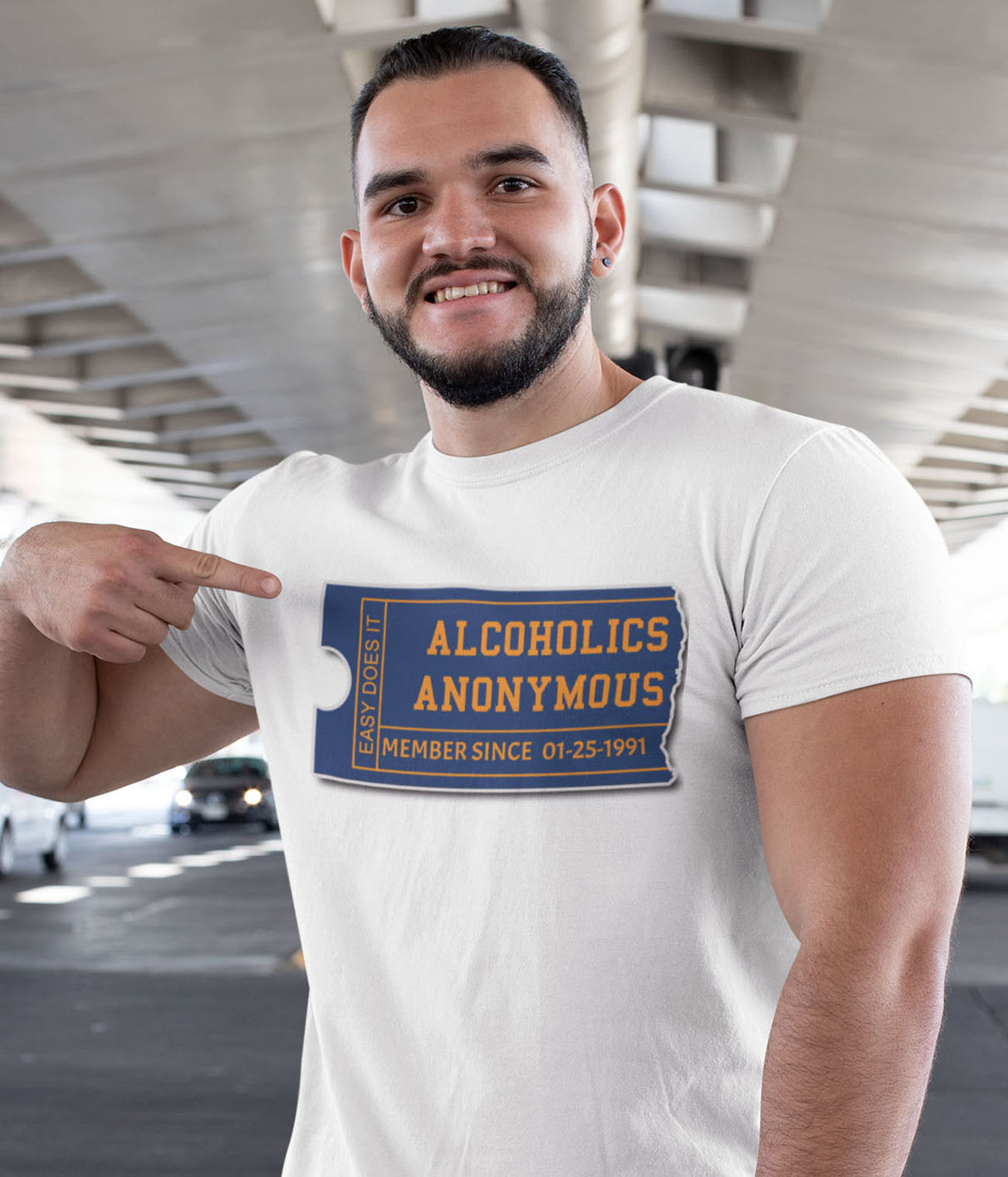 Customized AA Membership Ticket Sober Date Tee