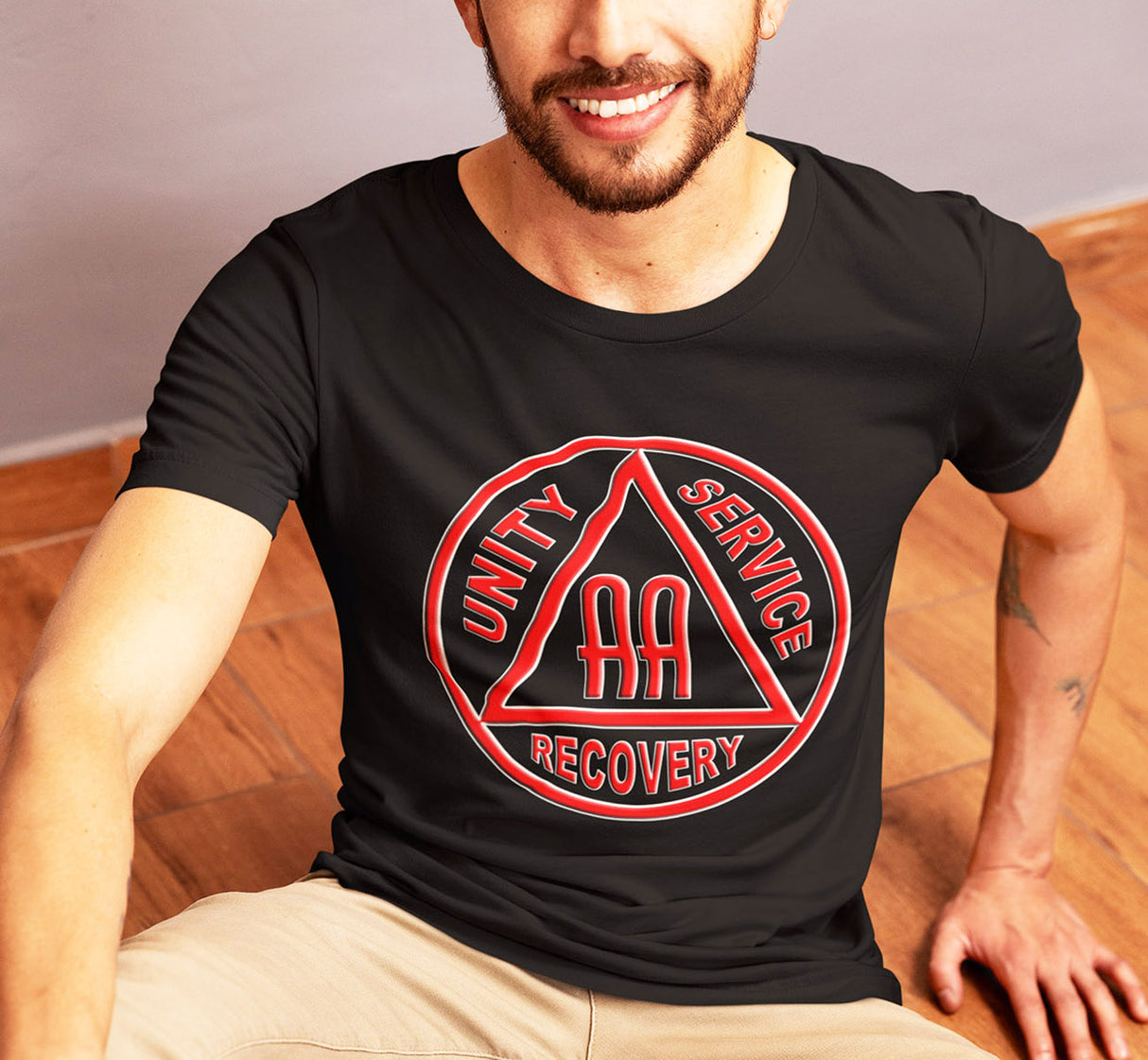 Red & Black Double AA Symbol AA dtg Tee