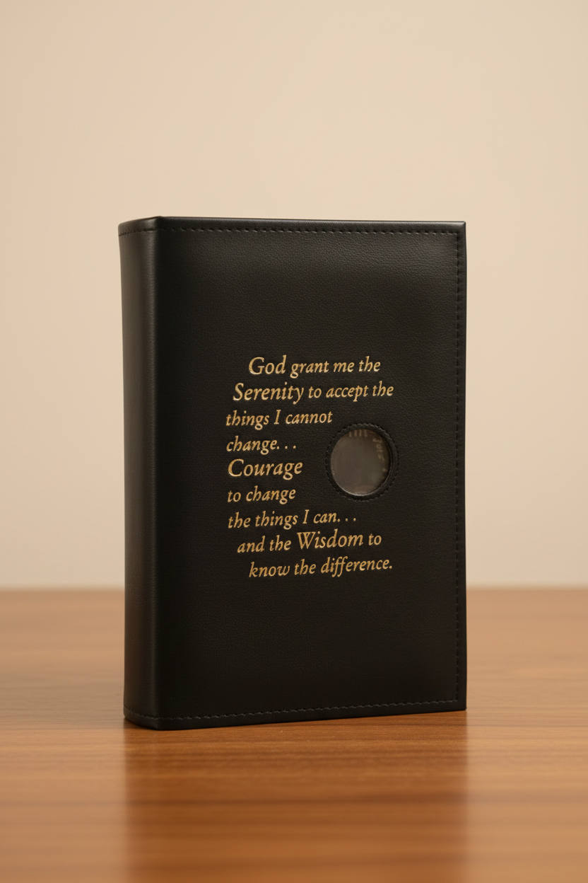 Cover-AA Single Book Cover for Large Print Paperback Big Book with Serenity Prayer and Coin Holder