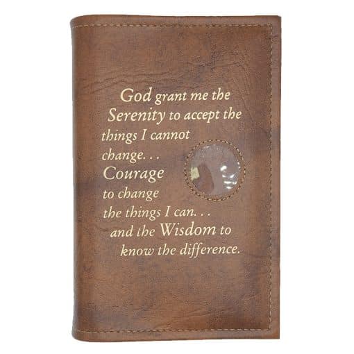 Cover-AA Single Book Cover for Hardback Book with Serenity Prayer and Coin Holder